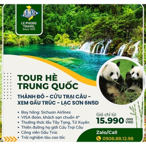 Tour Thành Đô - Cửu Trại Câu - Gấu Trúc - Lạc Sơn 6N5D